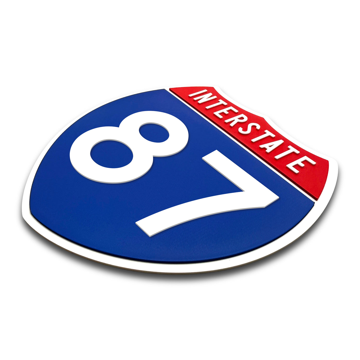 Interstate 87 Number Only road sign replica three quarter view