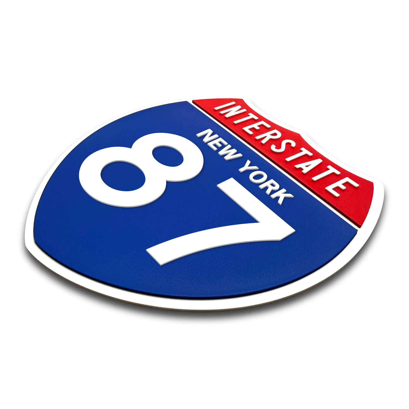 Interstate 87 New York road sign replica three-quarter view