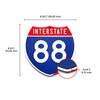 Interstate 88 Number Only road sign replica dimension view