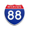 Interstate 88 Number Only road sign replica front view