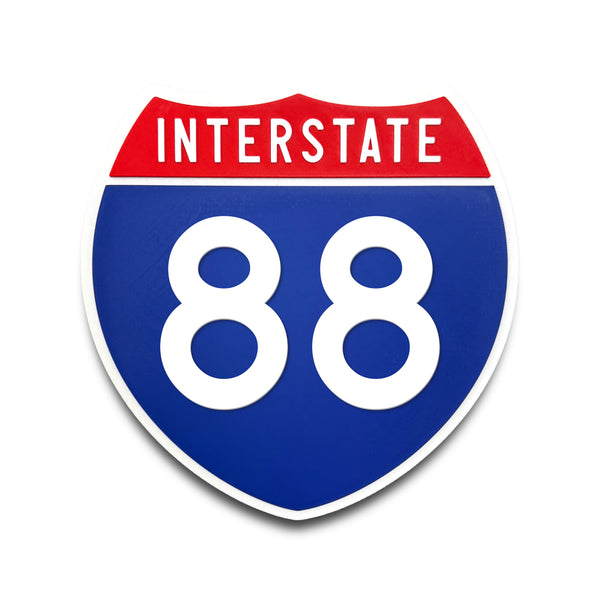 Interstate 88 Number Only road sign replica front view