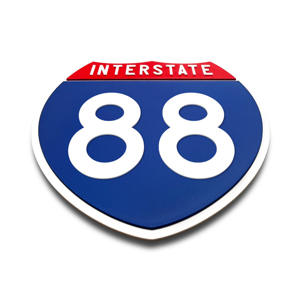 Interstate 88 Number Only road sign replica flat view