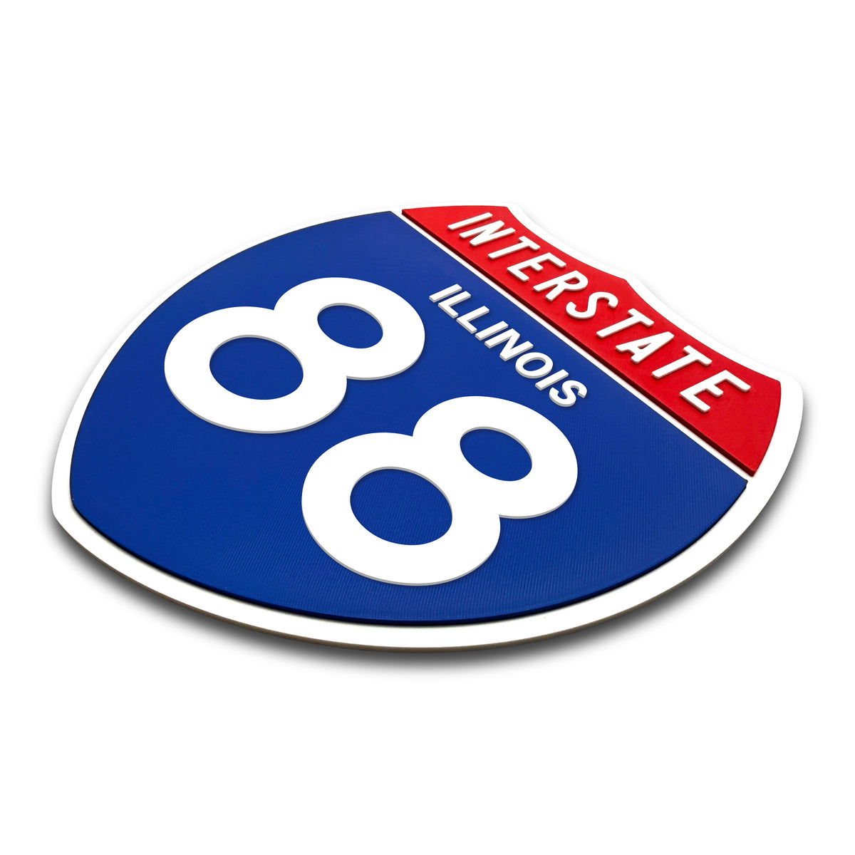 Interstate 88 Illinois road sign replica three-quarter view