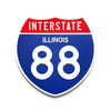 Interstate 88 Illinois road sign replica front view