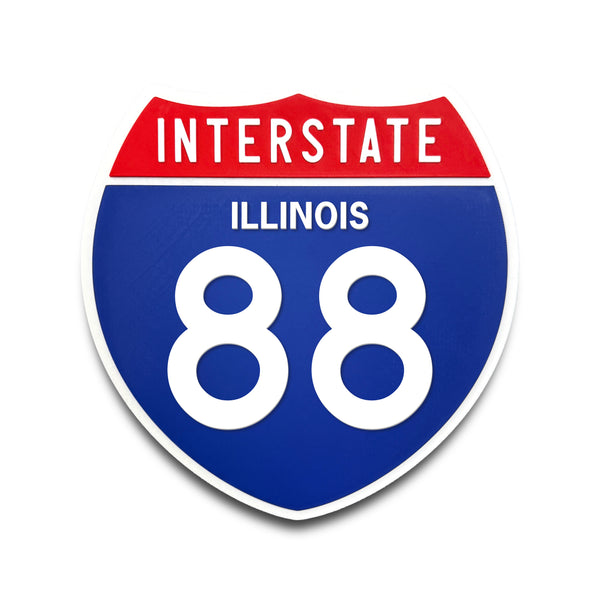Interstate 88 Illinois road sign replica front view
