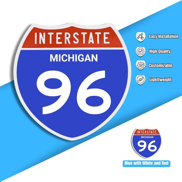 Interstate 96 Road Sign Replica – Personalized Travel Sign | Home & Office Wall Decor (8.54” x 8.53”)