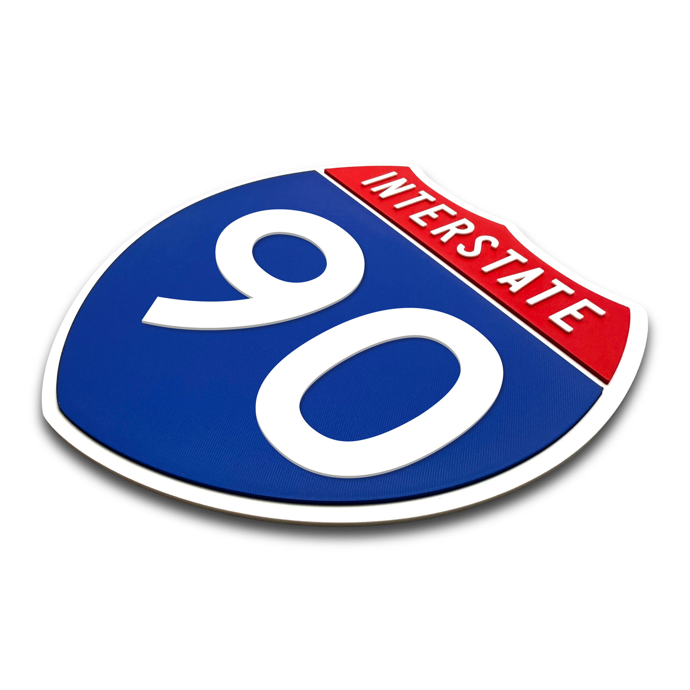 Interstate 90 Number Only road sign replica three quarter view