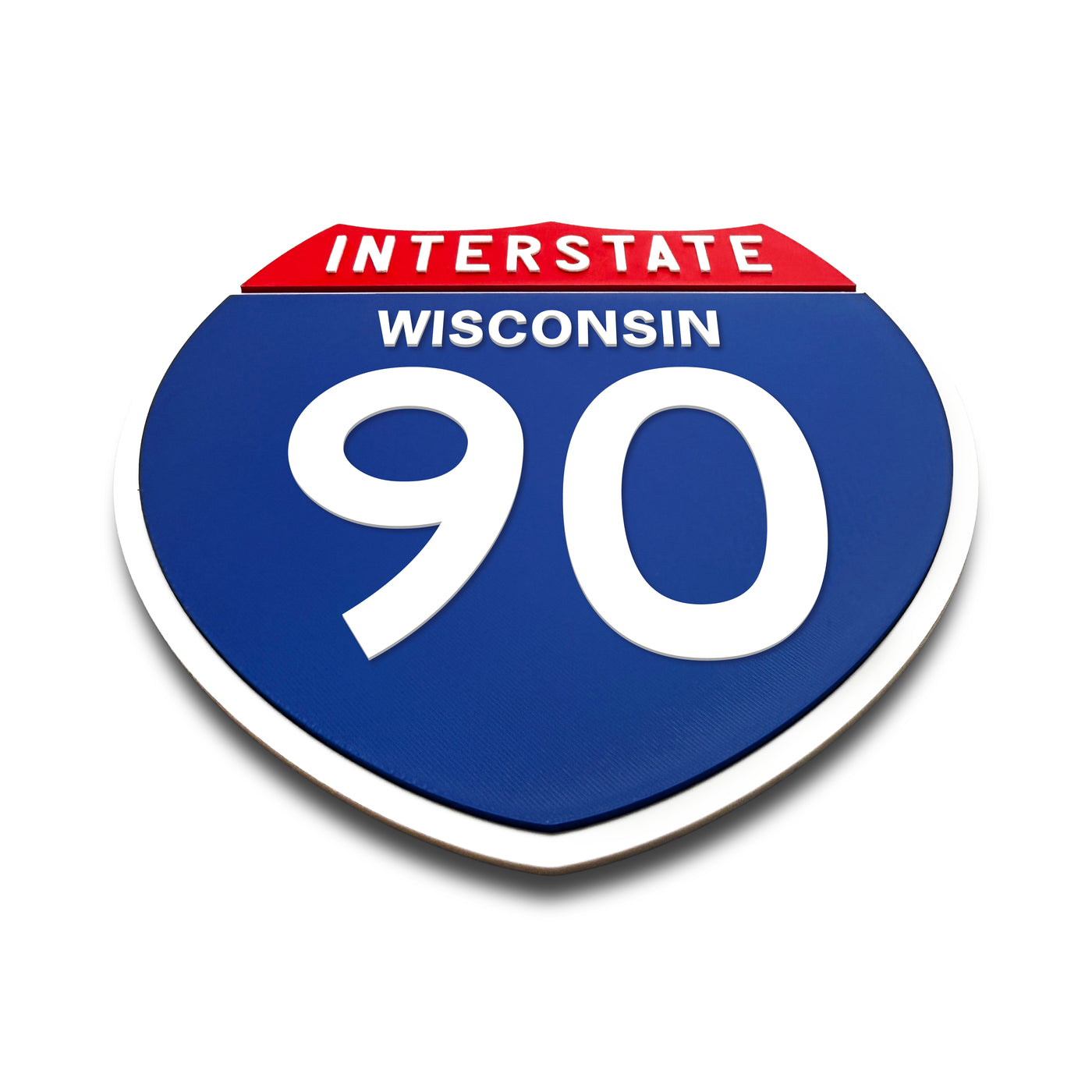 Interstate 90 Wisconsin road sign replica flat view