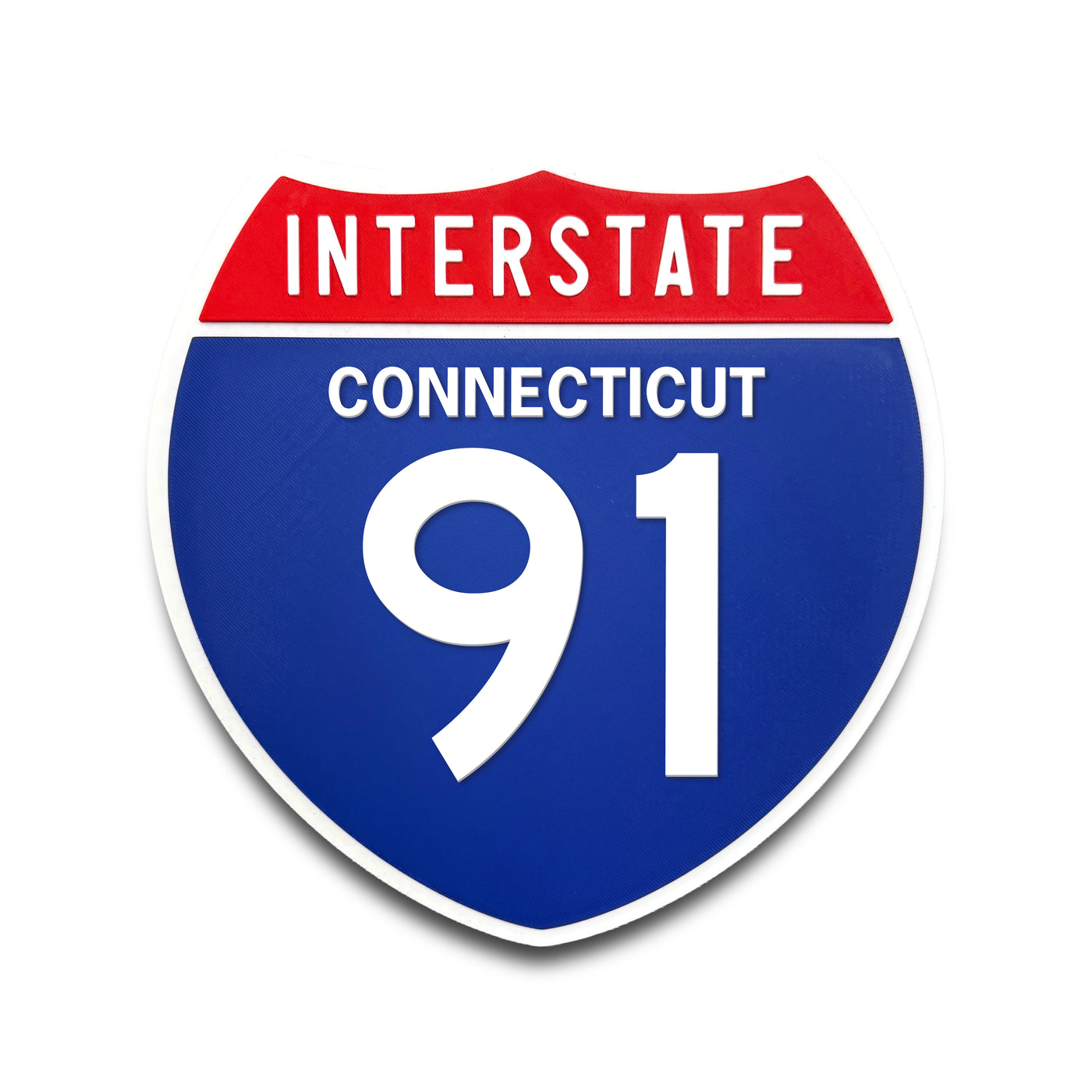 Interstate 91 Connecticut road sign replica front view