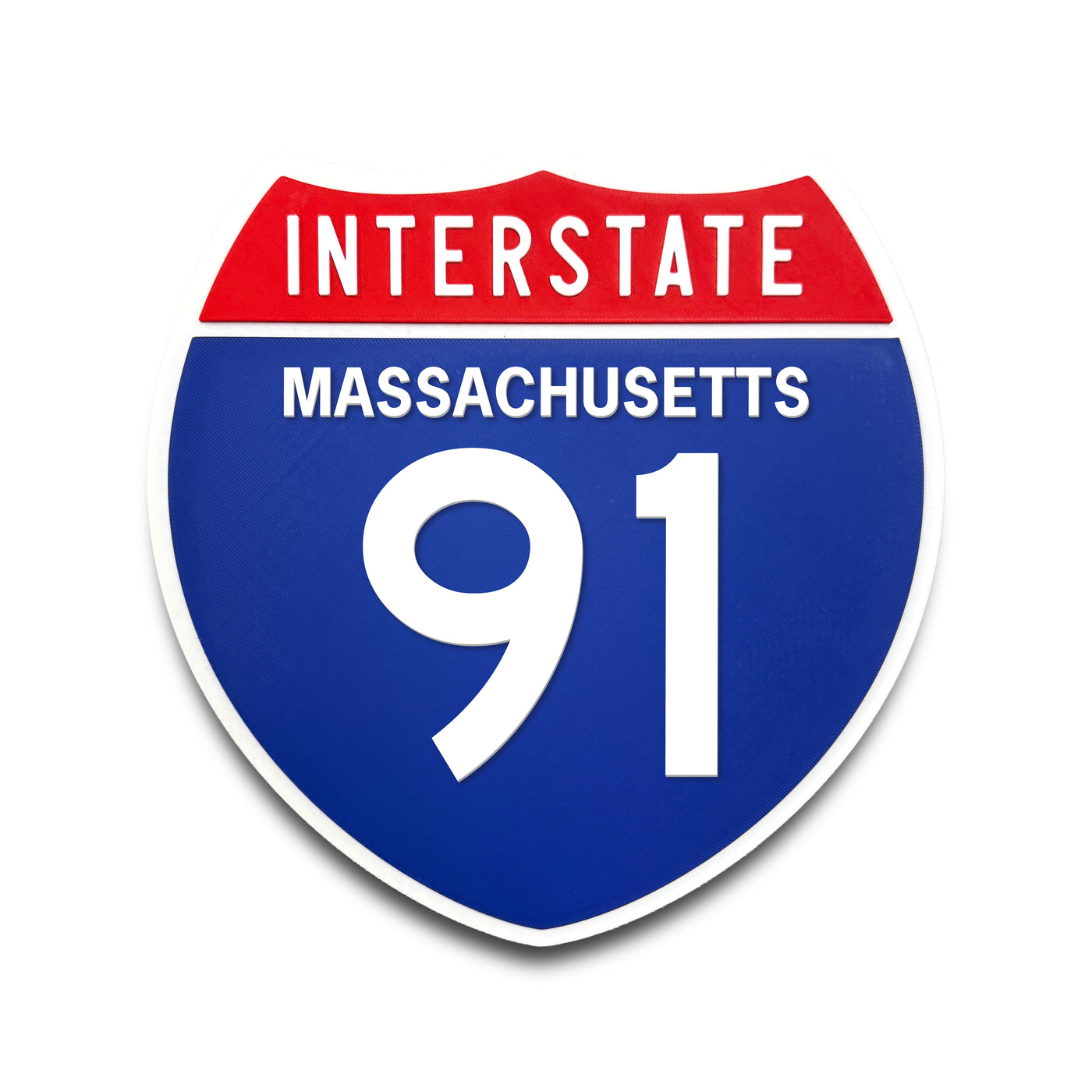Interstate 91 Massachusetts road sign replica front view