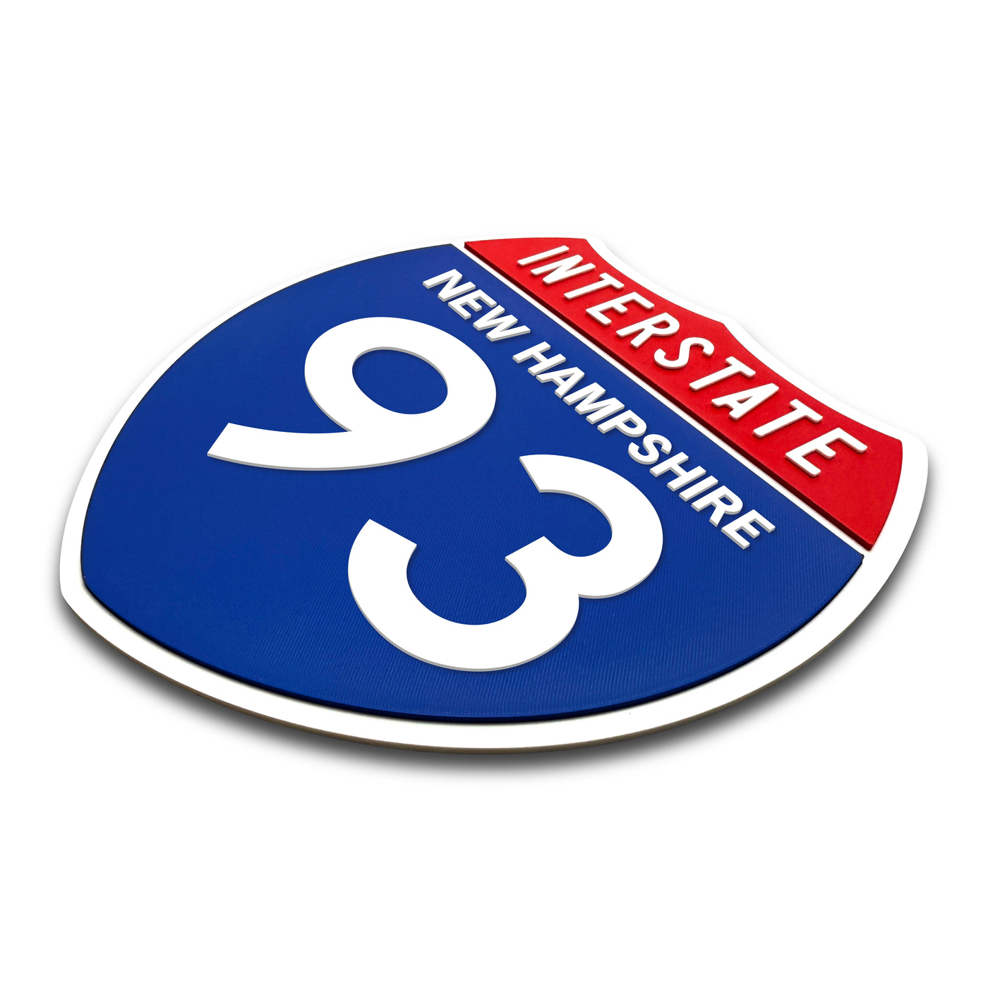 Interstate 93 New Hampshire road sign replica three-quarter view