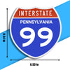 Interstate 99 Road Sign Replica – Personalized Travel Sign | Home & Office Wall Decor (8.54” x 8.53”)