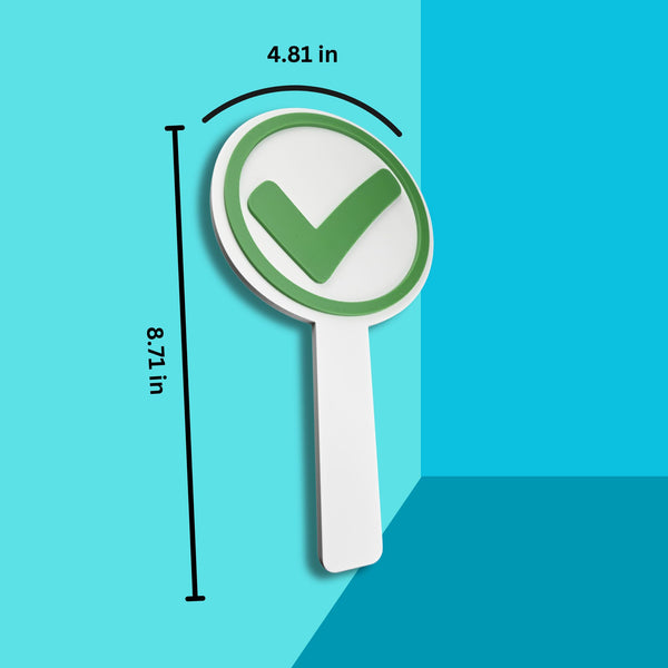 Voting Sign Set – Green Checkmark & Red X, White Handles or Red/Green Handles, 8.71 x 4.81 Inches