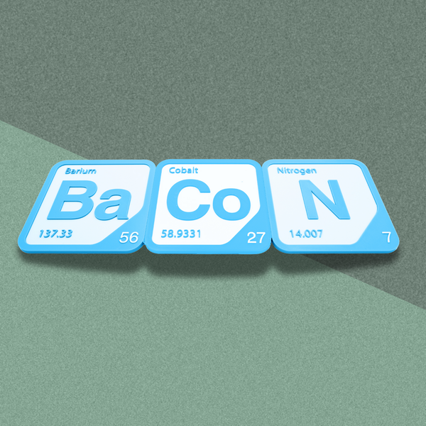 Periodic Table Word Sign - 'BACON' (Barium + Cobalt + Nitrogen) - 5.63 in x 5.63 - Durable & Eco-Friendly STEM Decor