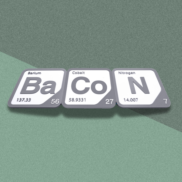 Periodic Table Word Sign - 'BACON' (Barium + Cobalt + Nitrogen) - 5.63 in x 5.63 - Durable & Eco-Friendly STEM Decor