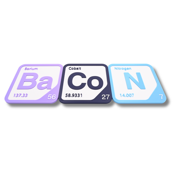 Periodic Table Word Sign - 'BACON' (Barium + Cobalt + Nitrogen) - 5.63 in x 5.63 - Durable & Eco-Friendly STEM Decor