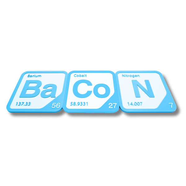 Periodic Table Word Sign - 'BACON' (Barium + Cobalt + Nitrogen) - 5.63 in x 5.63 - Durable & Eco-Friendly STEM Decor