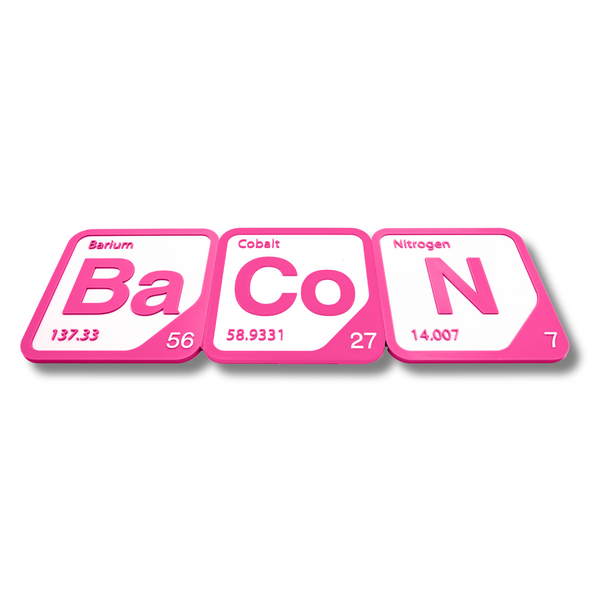 Periodic Table Word Sign - 'BACON' (Barium + Cobalt + Nitrogen) - 5.63 in x 5.63 - Durable & Eco-Friendly STEM Decor