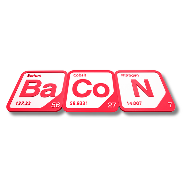 Periodic Table Word Sign - 'BACON' (Barium + Cobalt + Nitrogen) - 5.63 in x 5.63 - Durable & Eco-Friendly STEM Decor
