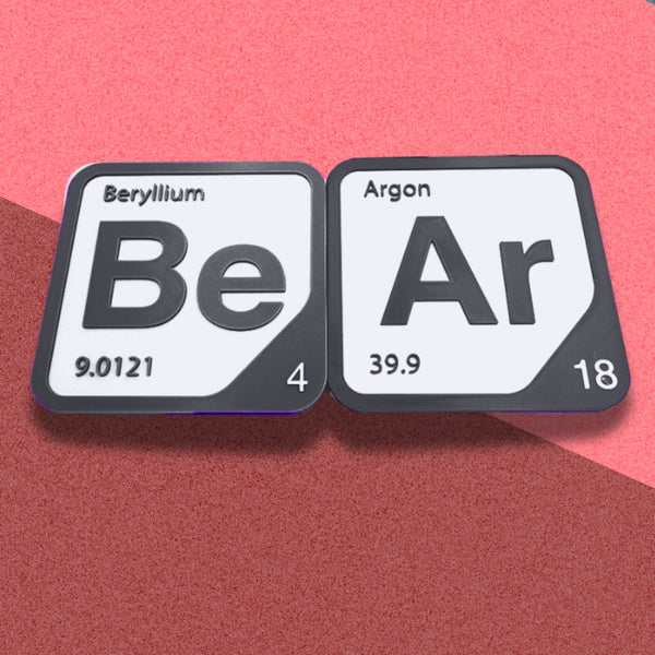 Periodic Table Word Sign - 'BEAR' (Beryllium + Argon) - 5.63 in x 5.63 - Durable & Eco-Friendly STEM Decor