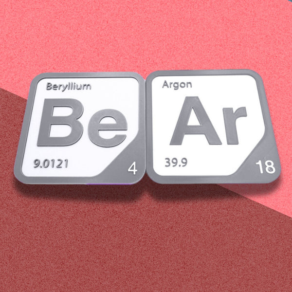 Periodic Table Word Sign - 'BEAR' (Beryllium + Argon) - 5.63 in x 5.63 - Durable & Eco-Friendly STEM Decor
