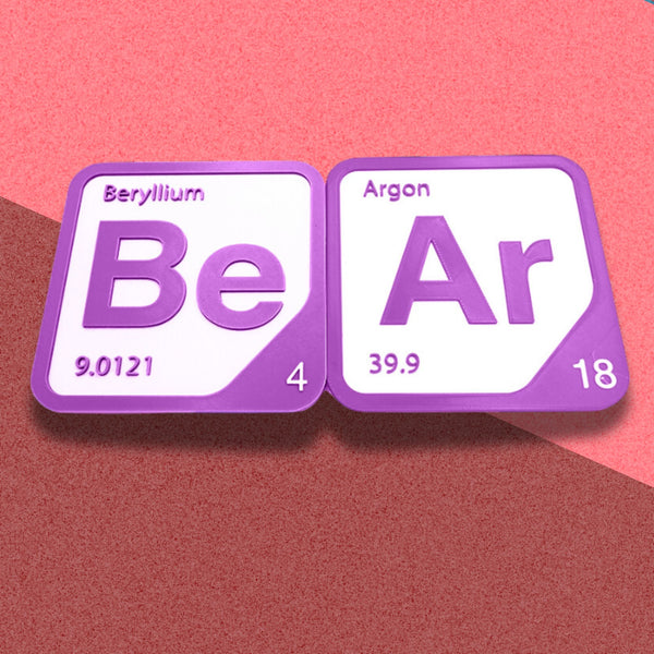 Periodic Table Word Sign - 'BEAR' (Beryllium + Argon) - 5.63 in x 5.63 - Durable & Eco-Friendly STEM Decor