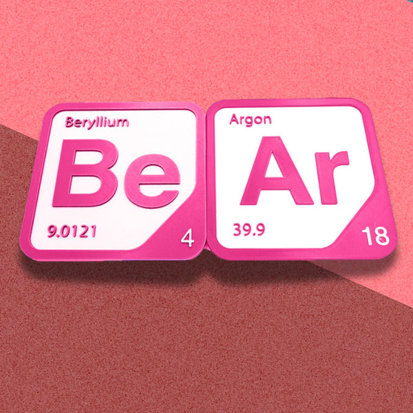 Periodic Table Word Sign - 'BEAR' (Beryllium + Argon) - 5.63 in x 5.63 - Durable & Eco-Friendly STEM Decor