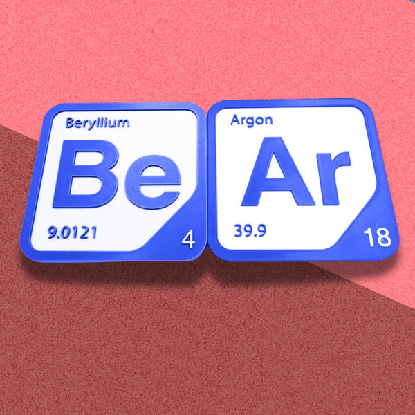 Periodic Table Word Sign - 'BEAR' (Beryllium + Argon) - 5.63 in x 5.63 - Durable & Eco-Friendly STEM Decor