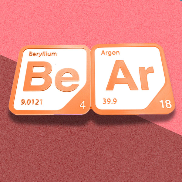 Periodic Table Word Sign - 'BEAR' (Beryllium + Argon) - 5.63 in x 5.63 - Durable & Eco-Friendly STEM Decor