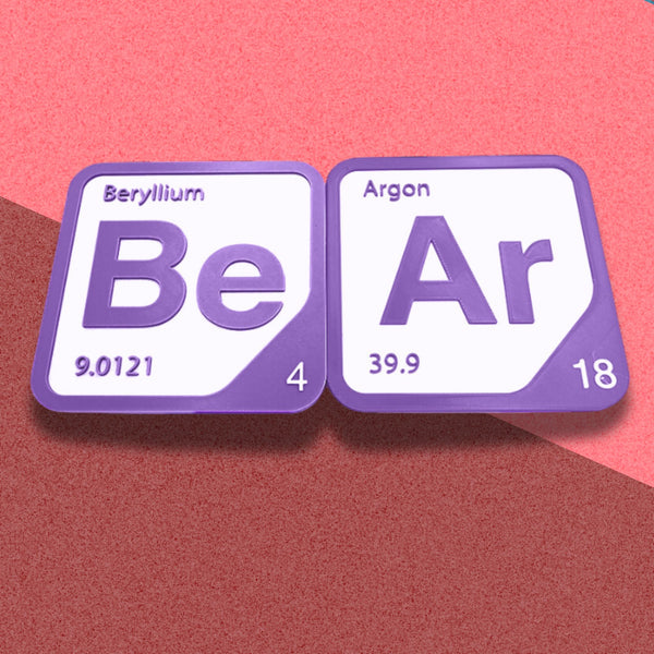 Periodic Table Word Sign - 'BEAR' (Beryllium + Argon) - 5.63 in x 5.63 - Durable & Eco-Friendly STEM Decor