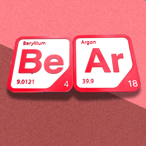 Periodic Table Word Sign - 'BEAR' (Beryllium + Argon) - 5.63 in x 5.63 - Durable & Eco-Friendly STEM Decor