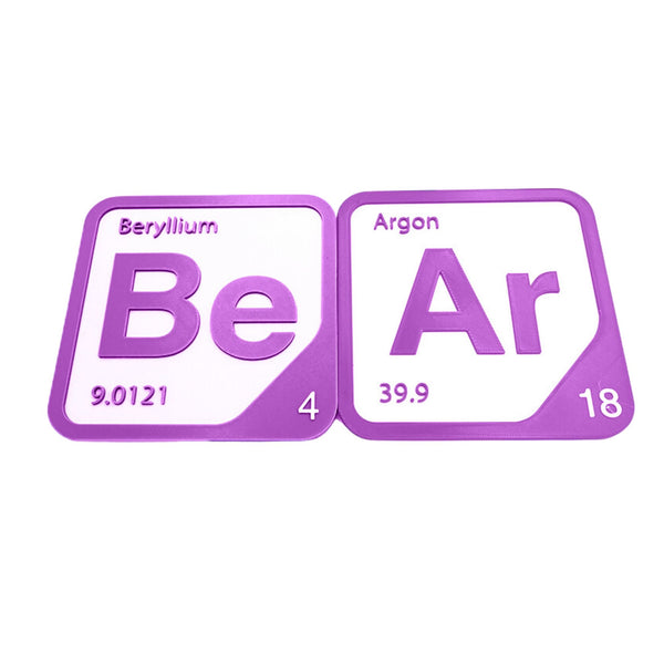Periodic Table Word Sign - 'BEAR' (Beryllium + Argon) - 5.63 in x 5.63 - Durable & Eco-Friendly STEM Decor