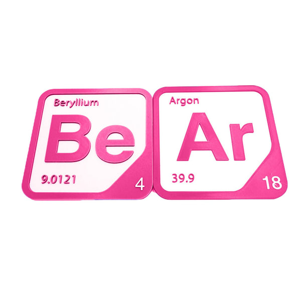 Periodic Table Word Sign - 'BEAR' (Beryllium + Argon) - 5.63 in x 5.63 - Durable & Eco-Friendly STEM Decor