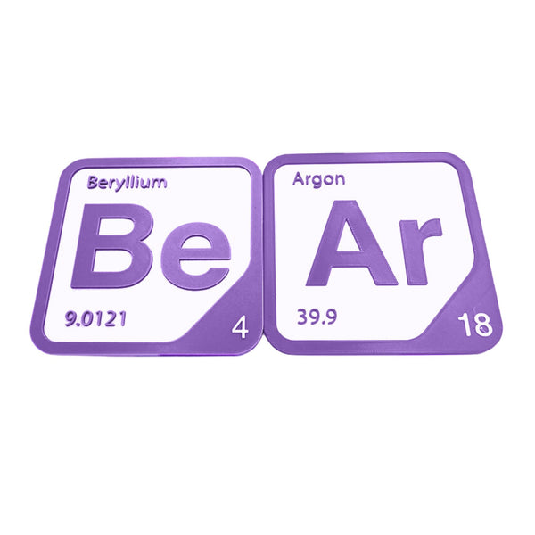 Periodic Table Word Sign - 'BEAR' (Beryllium + Argon) - 5.63 in x 5.63 - Durable & Eco-Friendly STEM Decor