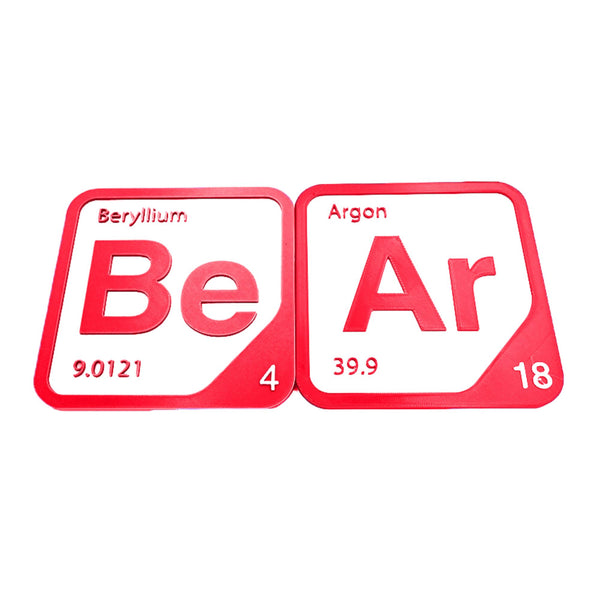 Periodic Table Word Sign - 'BEAR' (Beryllium + Argon) - 5.63 in x 5.63 - Durable & Eco-Friendly STEM Decor