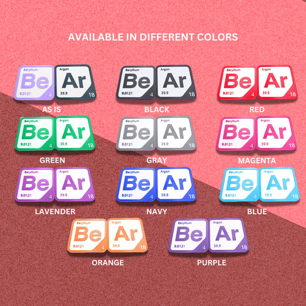 Periodic Table Word Sign - 'BEAR' (Beryllium + Argon) - 5.63 in x 5.63 - Durable & Eco-Friendly STEM Decor