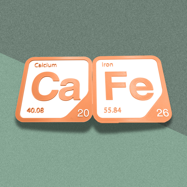 Periodic Table Word Sign - 'CAFE' (Calcium + Iron) - 5.63 in x 5.63 - Durable & Eco-Friendly STEM Decor