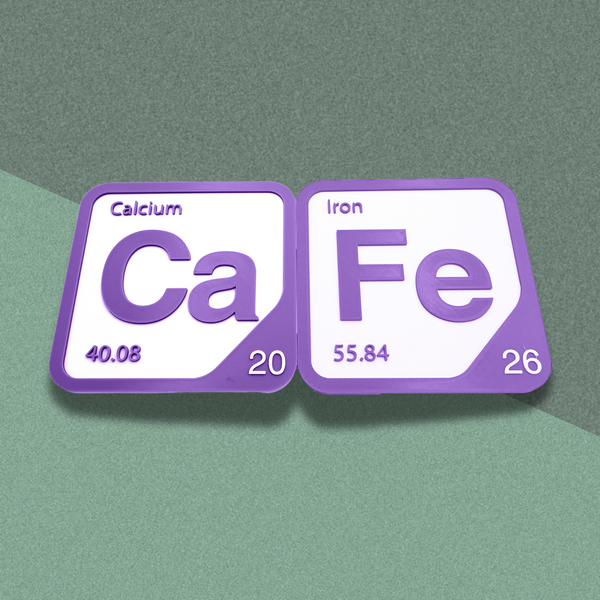 Periodic Table Word Sign - 'CAFE' (Calcium + Iron) - 5.63 in x 5.63 - Durable & Eco-Friendly STEM Decor