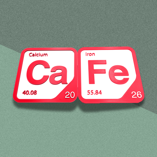 Periodic Table Word Sign - 'CAFE' (Calcium + Iron) - 5.63 in x 5.63 - Durable & Eco-Friendly STEM Decor