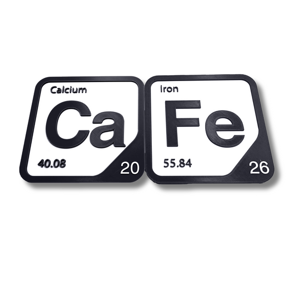 Periodic Table Word Sign - 'CAFE' (Calcium + Iron) - 5.63 in x 5.63 - Durable & Eco-Friendly STEM Decor