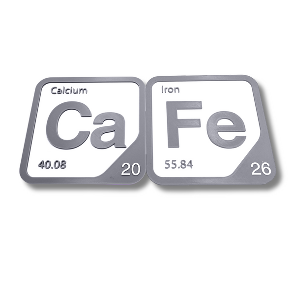 Periodic Table Word Sign - 'CAFE' (Calcium + Iron) - 5.63 in x 5.63 - Durable & Eco-Friendly STEM Decor