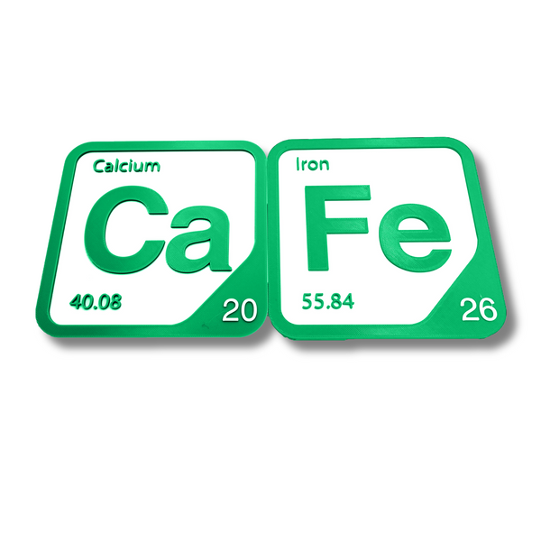 Periodic Table Word Sign - 'CAFE' (Calcium + Iron) - 5.63 in x 5.63 - Durable & Eco-Friendly STEM Decor