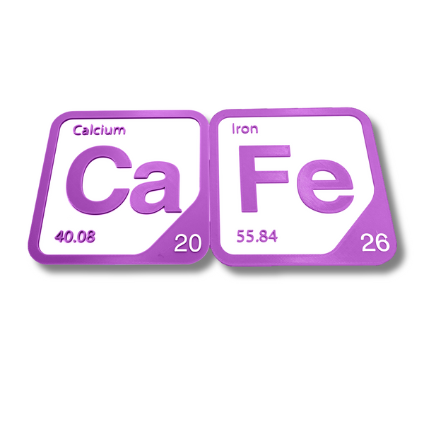 Periodic Table Word Sign - 'CAFE' (Calcium + Iron) - 5.63 in x 5.63 - Durable & Eco-Friendly STEM Decor