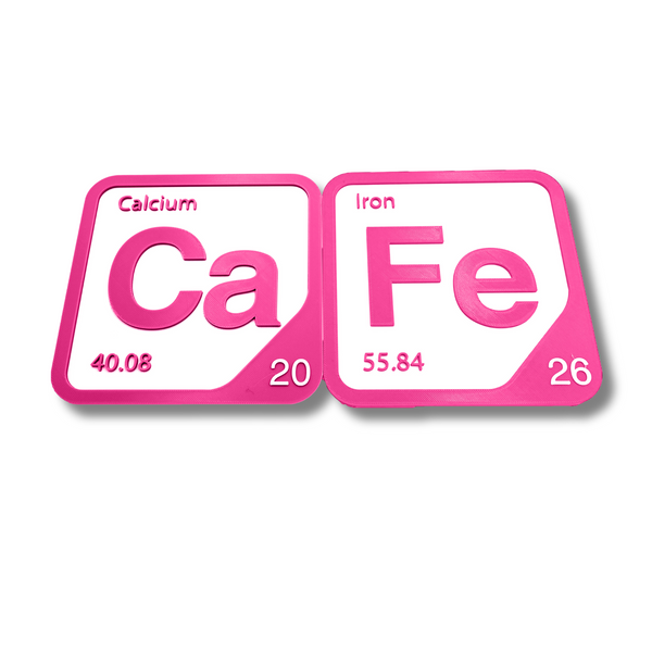 Periodic Table Word Sign - 'CAFE' (Calcium + Iron) - 5.63 in x 5.63 - Durable & Eco-Friendly STEM Decor