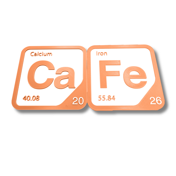 Periodic Table Word Sign - 'CAFE' (Calcium + Iron) - 5.63 in x 5.63 - Durable & Eco-Friendly STEM Decor