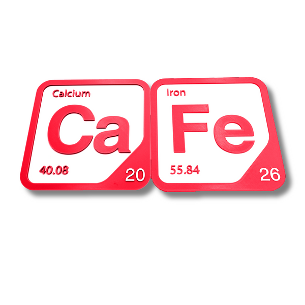Periodic Table Word Sign - 'CAFE' (Calcium + Iron) - 5.63 in x 5.63 - Durable & Eco-Friendly STEM Decor