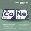 Periodic Table Word Sign - 'CONE' (Cobalt + Neon) - 5.63 in x 5.63 - Durable & Eco-Friendly STEM Decor