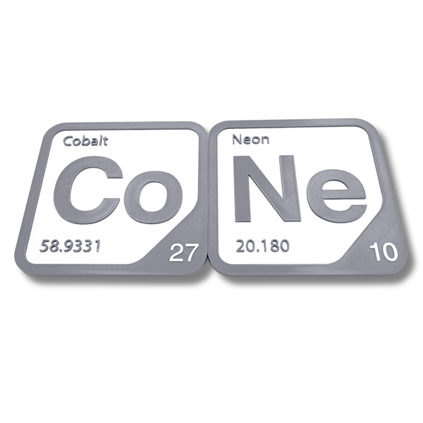 Periodic Table Word Sign - 'CONE' (Cobalt + Neon) - 5.63 in x 5.63 - Durable & Eco-Friendly STEM Decor