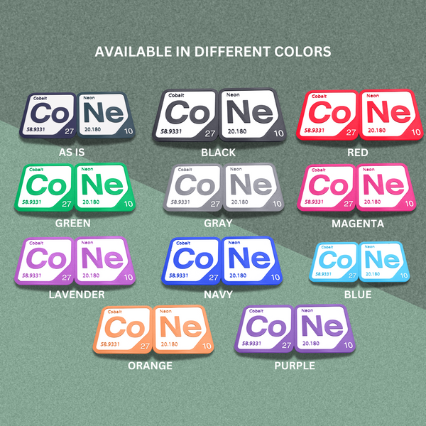 Periodic Table Word Sign - 'CONE' (Cobalt + Neon) - 5.63 in x 5.63 - Durable & Eco-Friendly STEM Decor