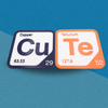 Periodic Table Word Sign - 'CUTE' (Copper + Tellurium) - 5.63 in x 5.63 - Durable & Eco-Friendly STEM Decor